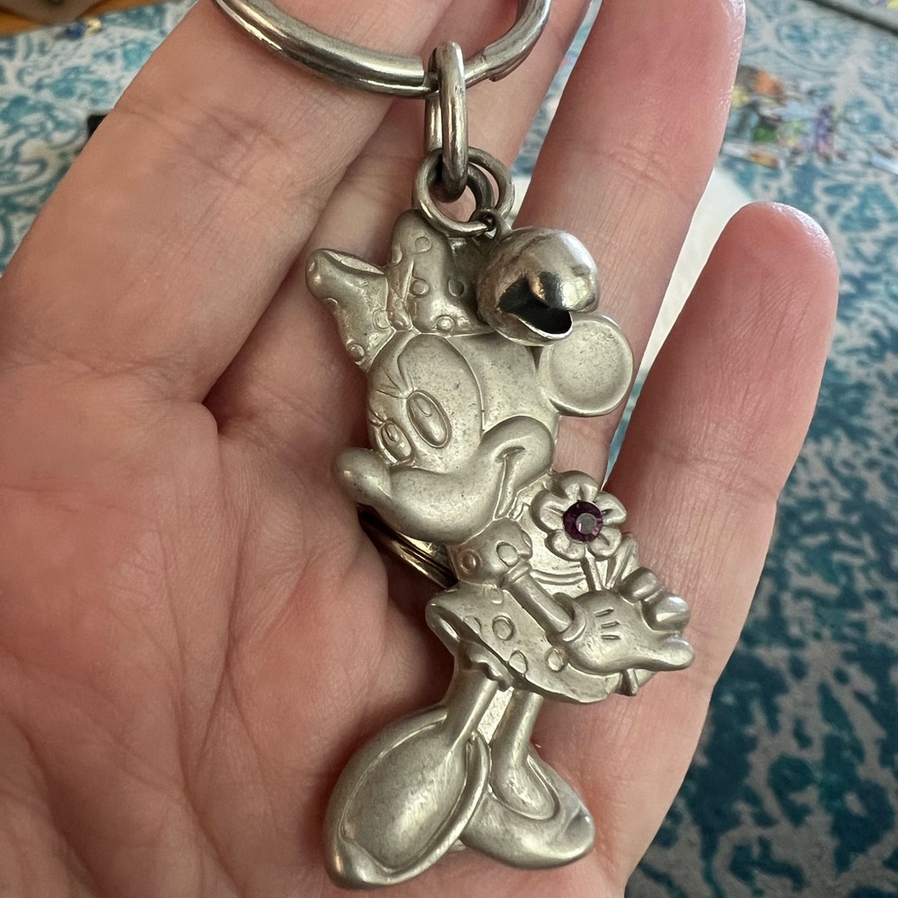 Vintage 90s Silver Minnie Mouse Keychain